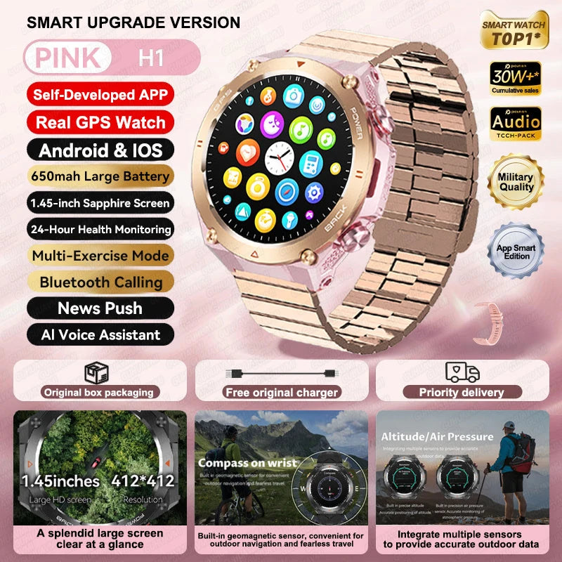 Silica Gel Waterproof Android Round Shaped Amoled Screen Smartwatch