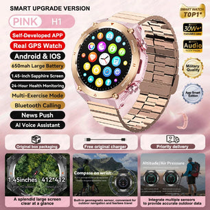 Silica Gel Waterproof Android Round Shaped Amoled Screen Smartwatch