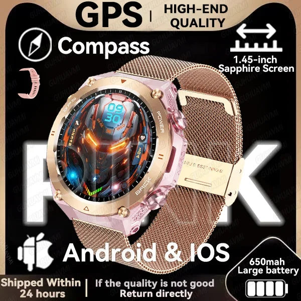 Silica Gel Waterproof Android Round Shaped Amoled Screen Smartwatch
