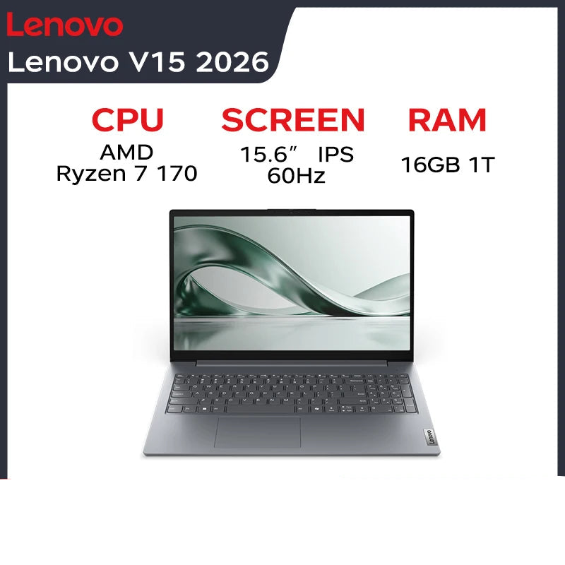 AMD Ryzen7 DDR5 Lenovo V15 15.6“ Slim Office & Gaming Laptop