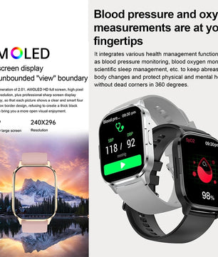 Silica Gel Waterproof Android Square Shaped Amoled Screen Smartwatch