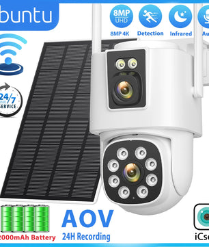 8MP 4K Solar Wifi Outdoor Dual Lens Surveillance Camera