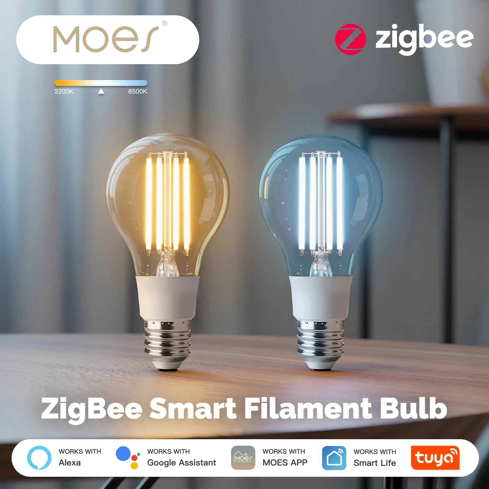 MOES Dimmable LED Filament Zigbee Voice Control Smart Bulb