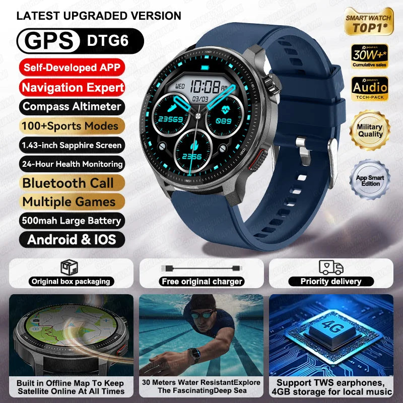Silica Gel Android Round Shape Waterproof On-Wrist Smartwatch