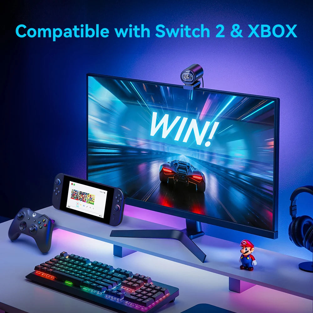 Plastic 8MP 1080P 60FPS Streaming Web Autofocus Camera