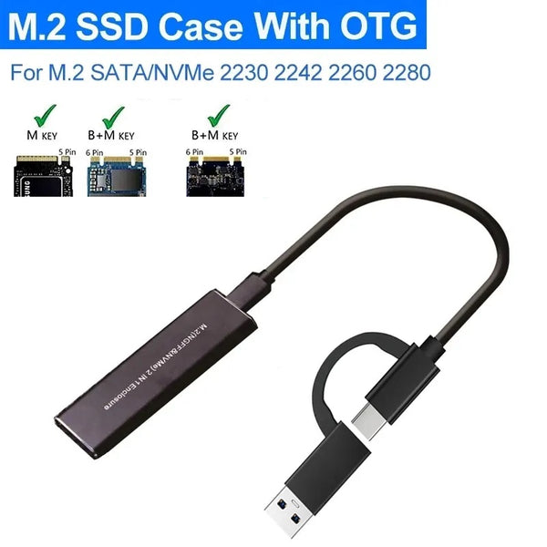 Type-A to Type-C Cable For M.2 NVME SSD to USB 3.1 Enclosure