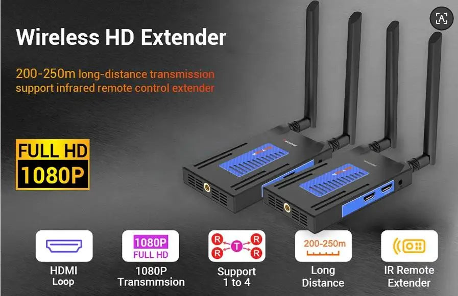  Wireless HDMI 200M 5.8G Transmitter And Receiver Extender Kit