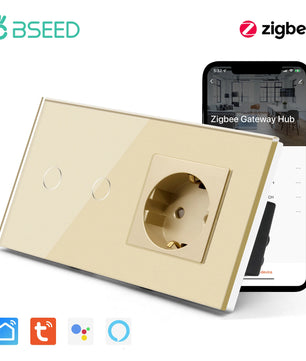 Bseed 16A Alloy 3 Gang Crystal Glass Panel Wall Light Touch Switch