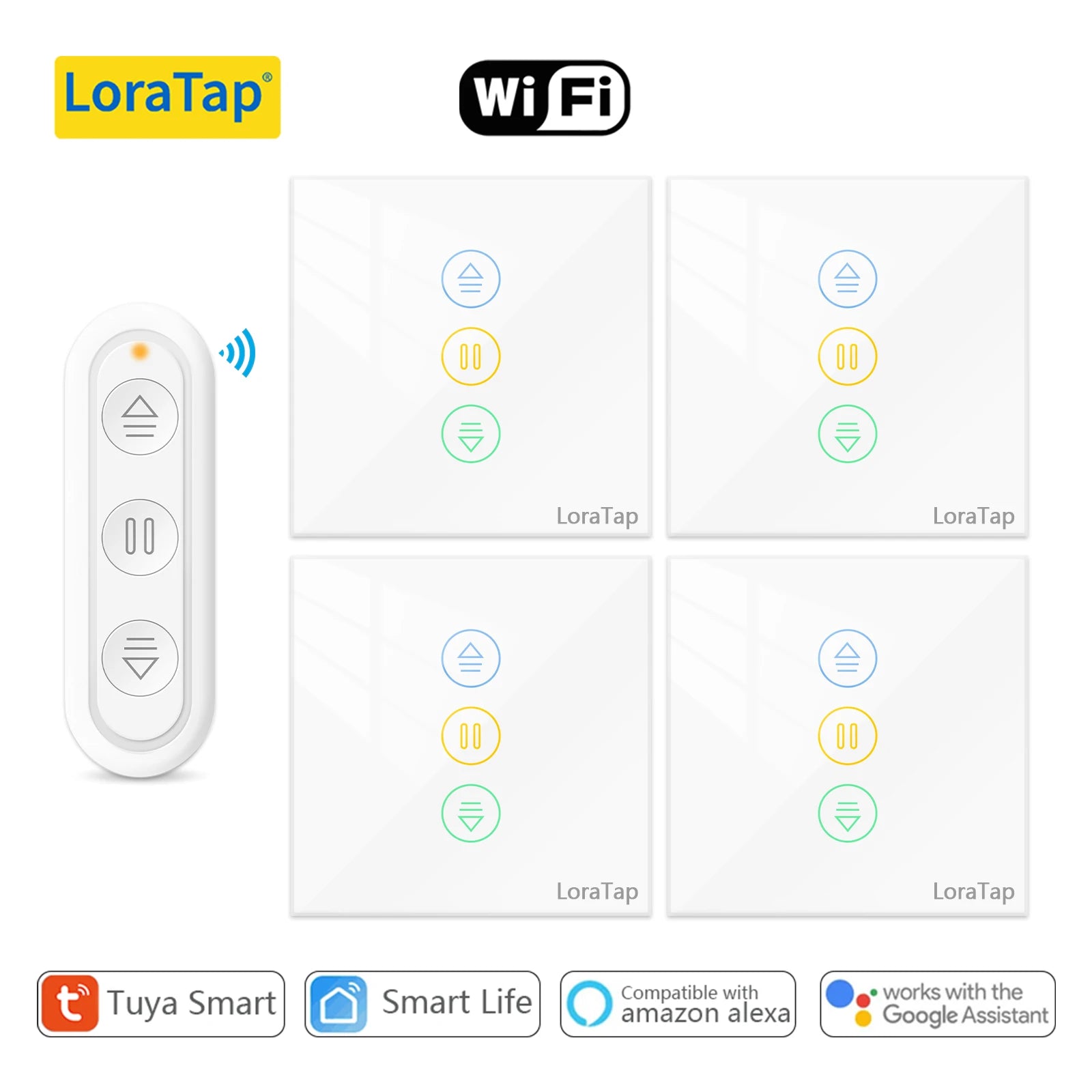 LoraTap 240V 600W Plastic WiFi Rolling Blinds Curtain Switch