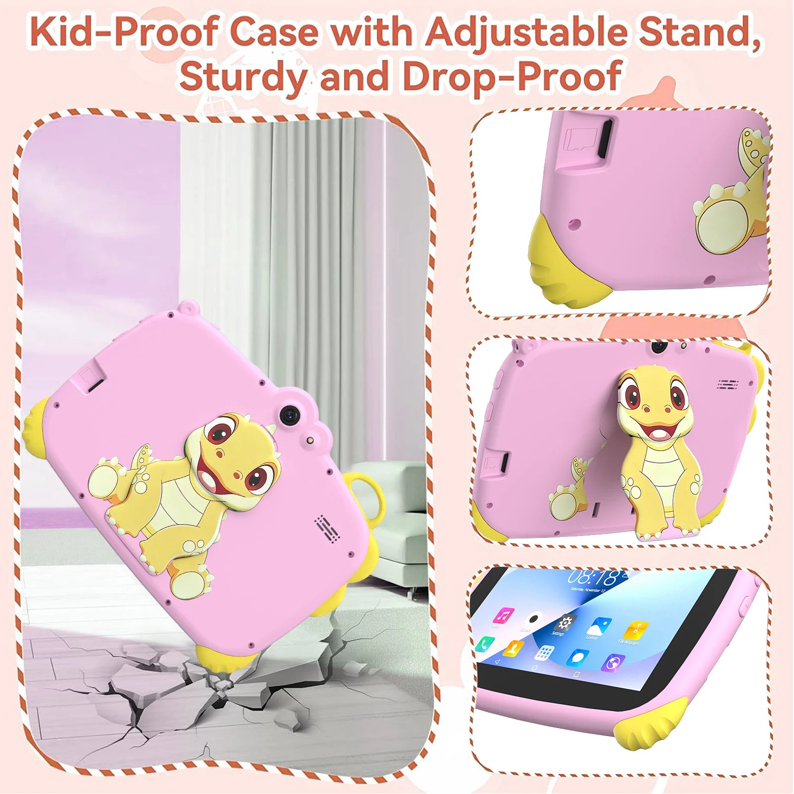 Sauenaneo 7-Inch Android 13 Kids Tablet With Dual Camera Function
