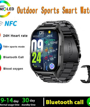 Silica Gel Waterproof Android Square Shaped Amoled Screen Smartwatch