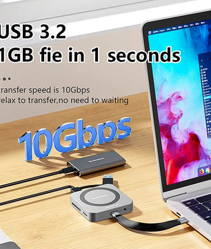 8-IN-1 Aluminum Alloy USB Type-C Splitter Docking Station Hub