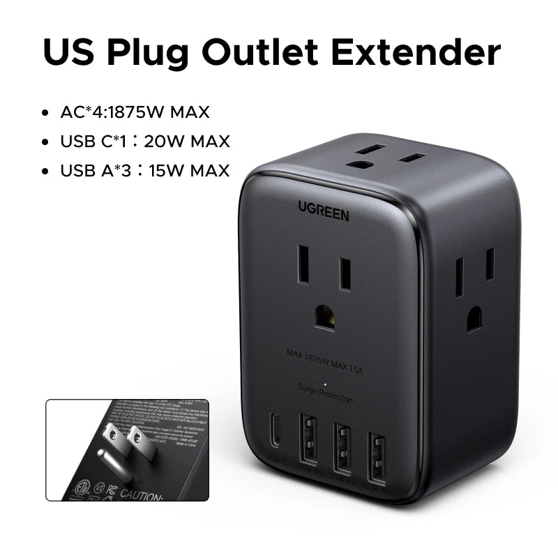 Ugreen Magflow Innovative Rocket 2 IN 1 Qi2 25W Wireless Wall Charger