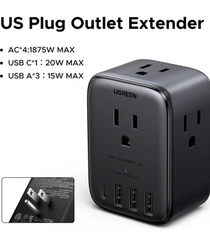 Ugreen Magflow Innovative Rocket 2 IN 1 Qi2 25W Wireless Wall Charger