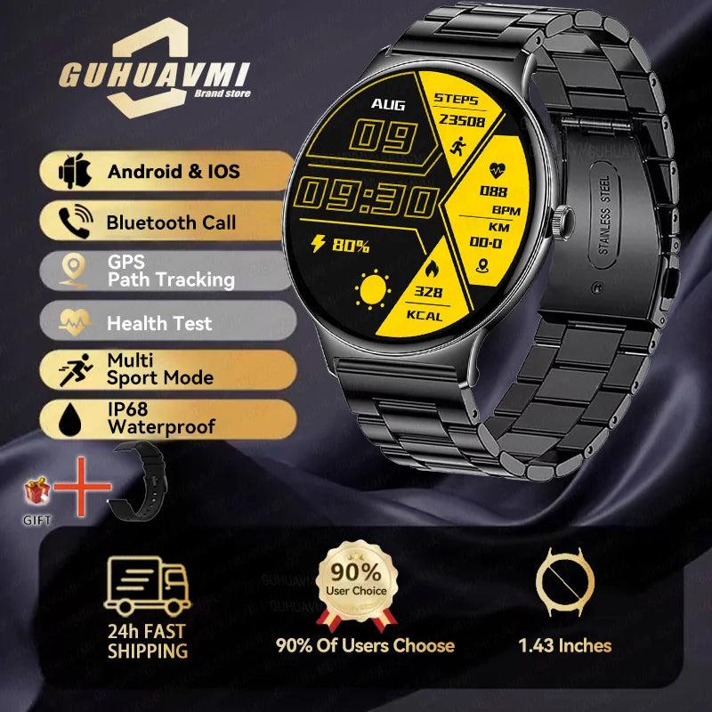 Silica Gel Full Touch Screen Android Round Shaped Digital Smartwatch