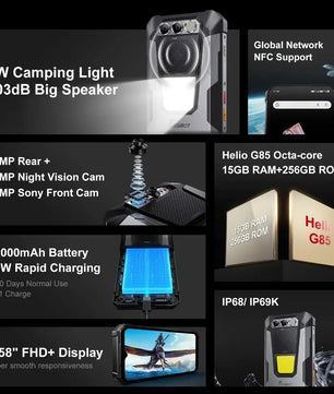 7500mAh 256GB Android F106 PRO Rugged 4G Octa Core Smartphone