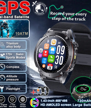 Fine Steel Waterproof Android Round Shaped Amoled Screen Smartwatch