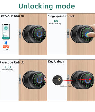 Zinc Alloy Fingerprint Bluetooth Dry Battery Reversible Door Lock