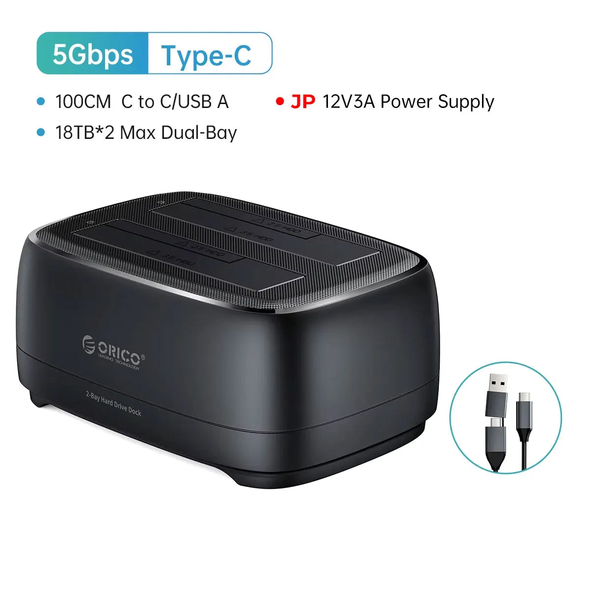 Plastic USB 3.0 3.5 Inch Type-C Dual Bay Hard Drive