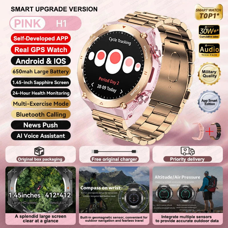 Silica Gel Waterproof Android Round Shaped Amoled Screen Smartwatch