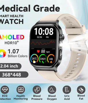 Silica Gel Waterproof Android Square Heart Rate Tracker Smartwatch