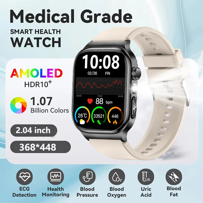 Silica Gel Waterproof Android Square Heart Rate Tracker Smartwatch