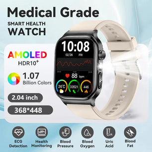 Silica Gel Waterproof Android Square Heart Rate Tracker Smartwatch