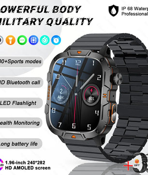 Fine Steel Waterproof Android Square Shaped Amoled Screen Smartwatch