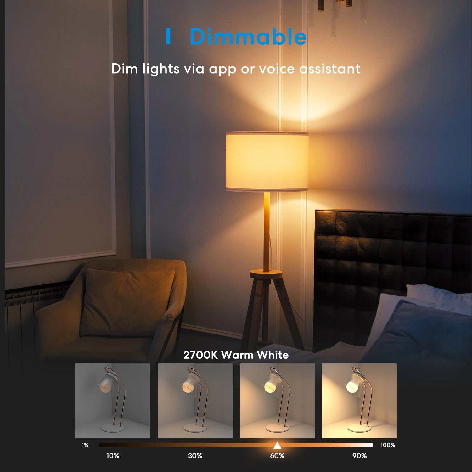 Meross Plastic Smart Alexa Google WiFi Dimmable LED Light Bulb