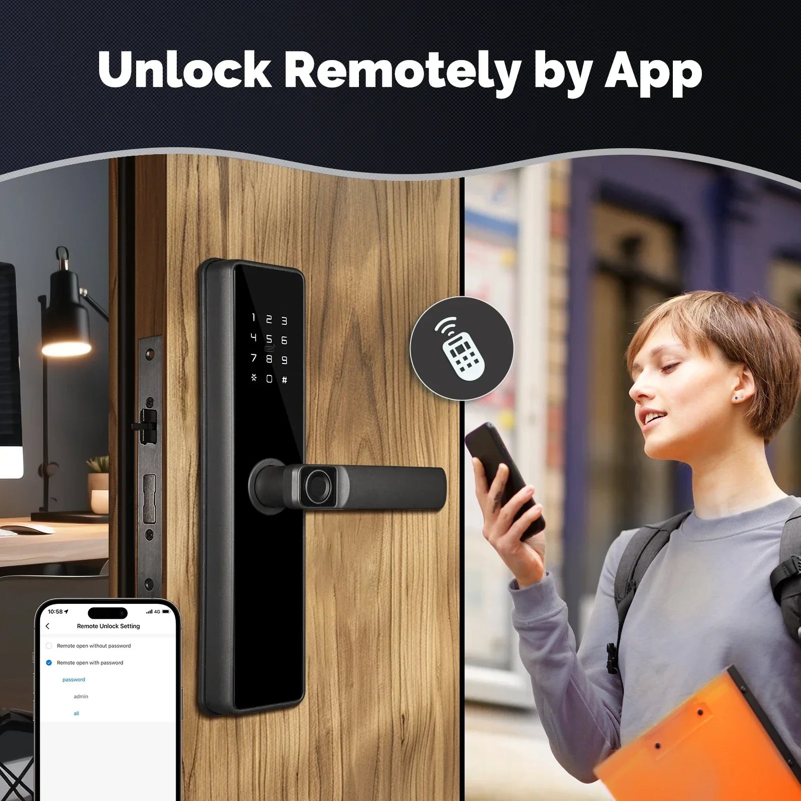 Aluminum Alloy Bluetooth Compatible Electronic Smart Door Lock