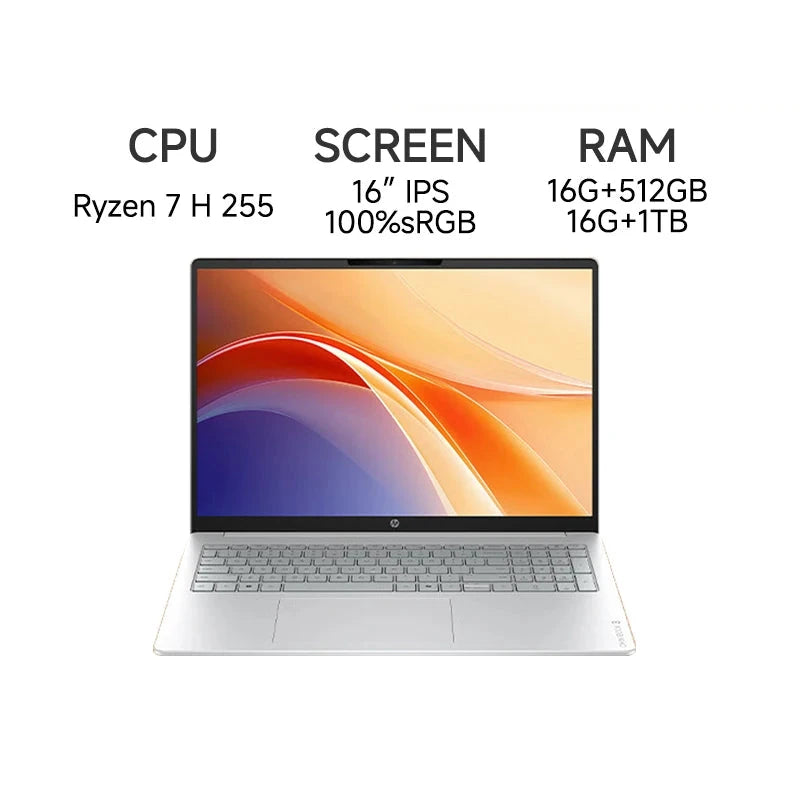 HP AMD Ryzen 7 H 255 16GB RAM 512GB SSD 16 Inch Laptop
