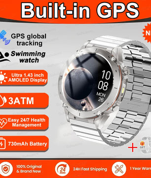 Fine Steel Waterproof Android Round Shaped Bluetooth Smartwatch