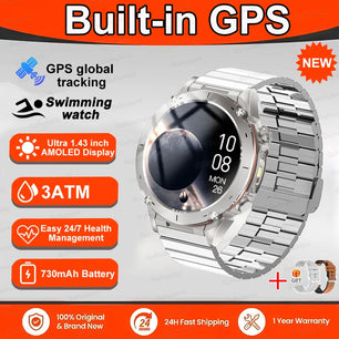 Fine Steel Waterproof Android Round Shaped Bluetooth Smartwatch