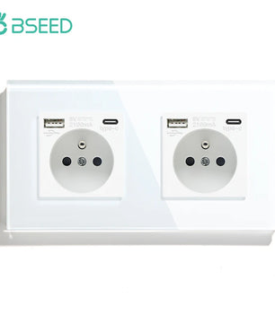Bseed 16A Glass Panel Single Double Triple Electric Wall Socket