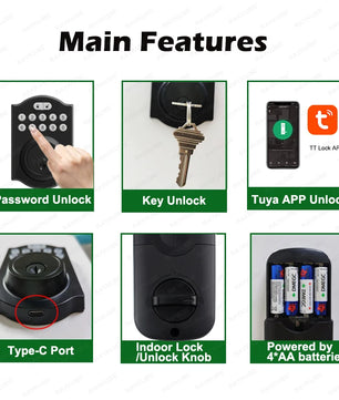 Automatic Deadbolt Digital Reversible Handle Smart Door Lock