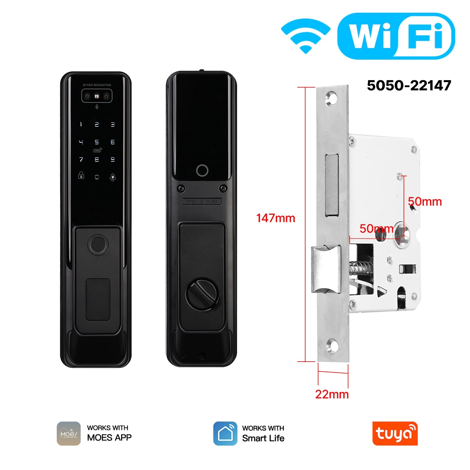 Moes Tuya WiFi Smart Door Lock Facial Palm Vein Recognition