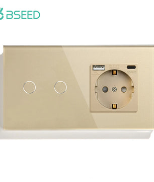 Bseed 16A Alloy 3 Gang Crystal Glass Panel Wall Light Touch Switch