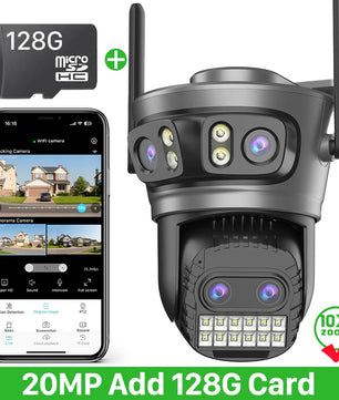 IP66 20MP Wifi Four Lens 10X Zoom Surveillance Camera