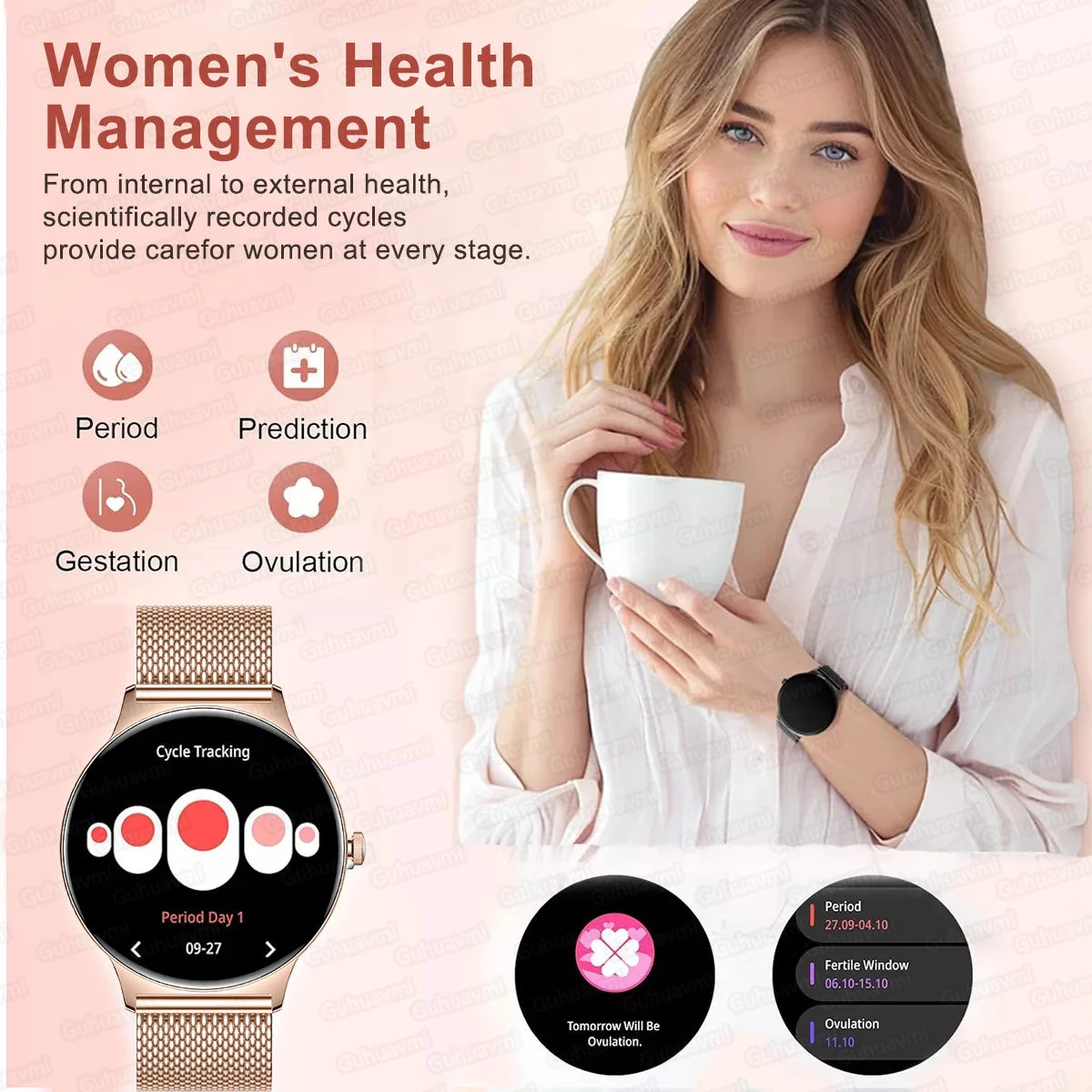 Silica Gel Full Touch Screen Android Round Shaped Digital Smartwatch