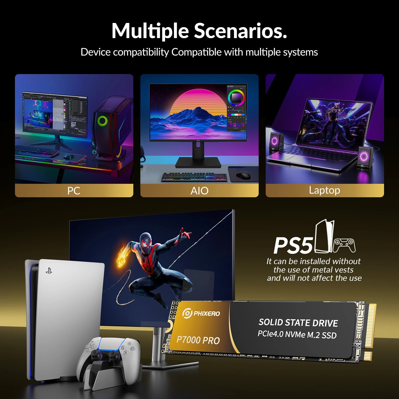 7000Mbs 512GB Internal Solid State Drive For Laptop And Desktop