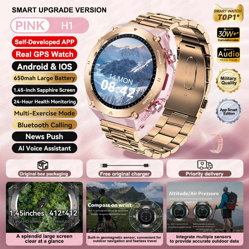 Silica Gel Waterproof Android Round Shaped Amoled Screen Smartwatch
