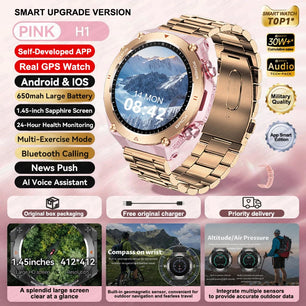 Silica Gel Waterproof Android Round Shaped Amoled Screen Smartwatch