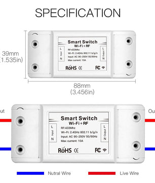 Moes 1800W Plastic Automatic Wireless WIFI Smart Switch Module
