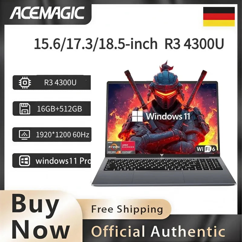 2.7GHz 17.3" 16GB RAM 512GB SSD Large Screen AMD Ryzen Laptop