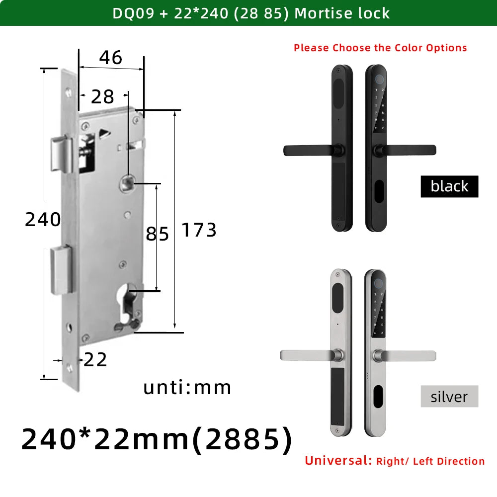 Aluminium Alloy Waterproof Bluetooth Reversible Handle Door Lock
