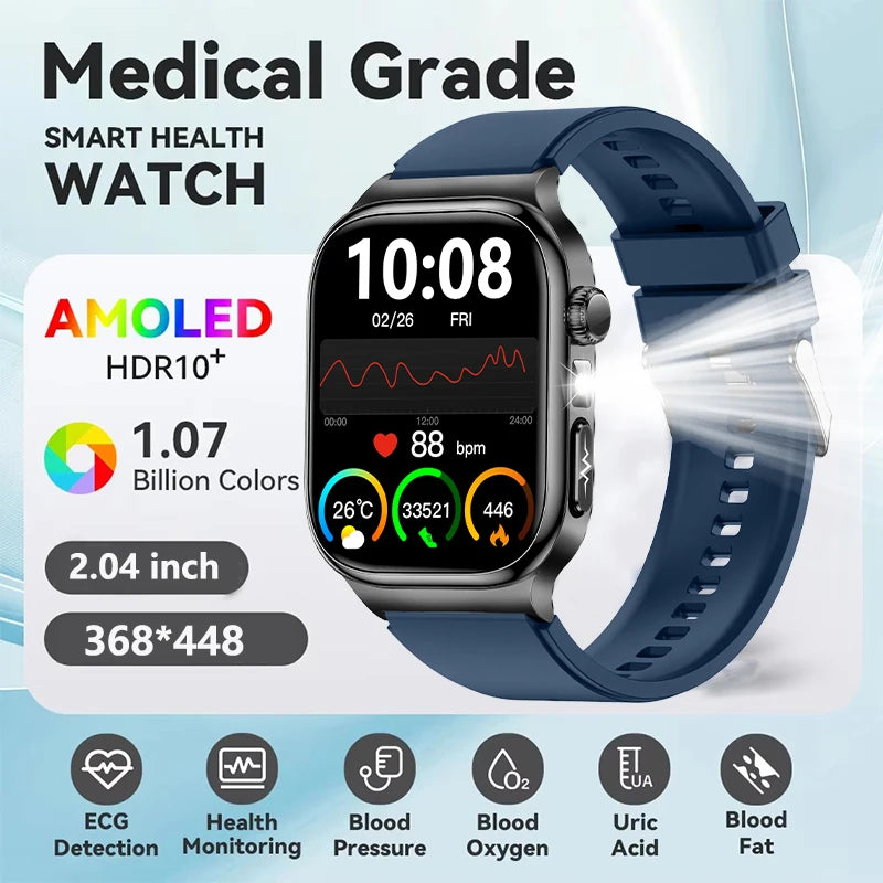 Silica Gel Waterproof Android Square Heart Rate Tracker Smartwatch