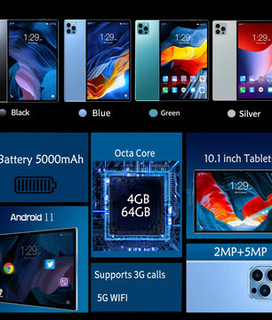 5000mAh Type-C USB 4GB RAM 64GB ROM 10.1 Inches Touch Tablet