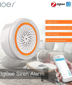 Moes 2.4GHz Plastic Smart Home Security Sound Light Siren Sensor