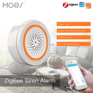 Moes 2.4GHz Plastic Smart Home Security Sound Light Siren Sensor