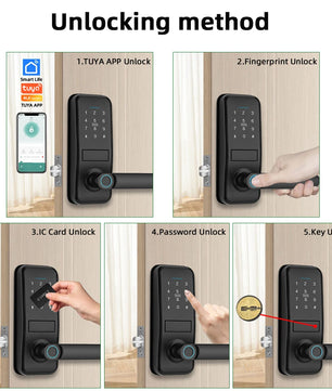 Aluminium Alloy Fingerprint Bluetooth Reversible Handle Door Lock